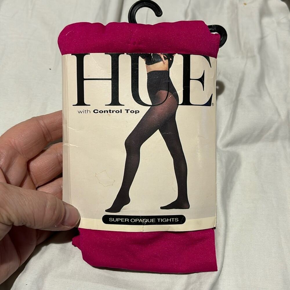 Hue super opaque hot pink control top tights 100-150lbs 5’-5’8” nwt